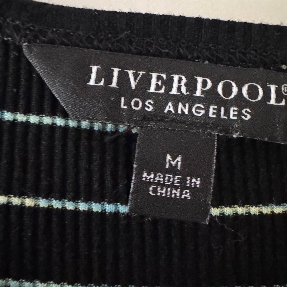 Liverpool Black White Blue Striped Long Sleeve Top - Picture 3 of 6